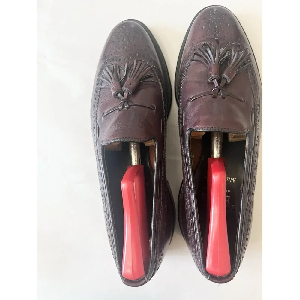 Allen Edmonds Manchester Wingtip Tassel Loafers Mens Size 7.5 D Burgundy USA EUC